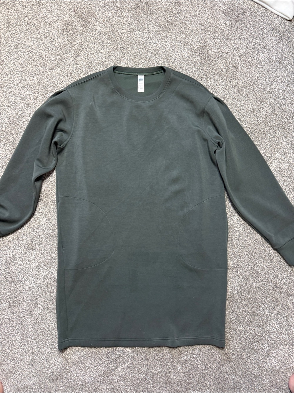 SPANX Long Sleeve Crewneck Dress - Olive Green